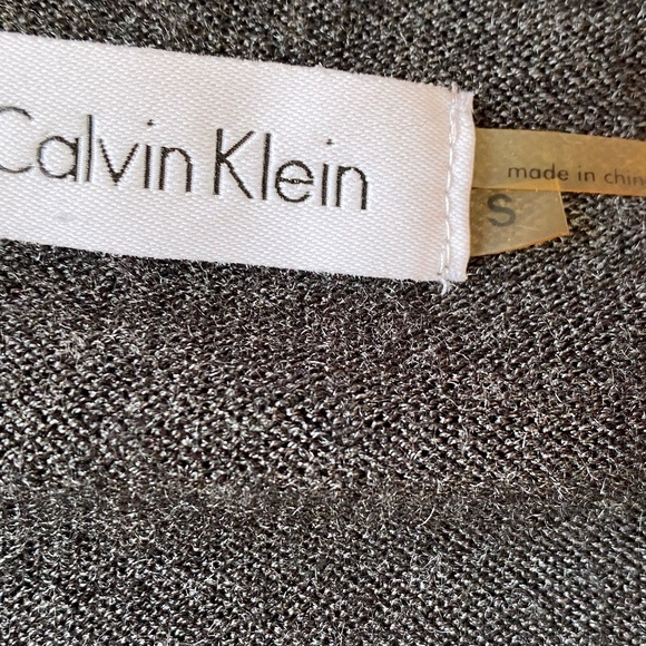 Calvin Klein Dark Grey Merino Wool Blend Knit Short Sleeve Party Office Dress- S - Picture 11 of 15
